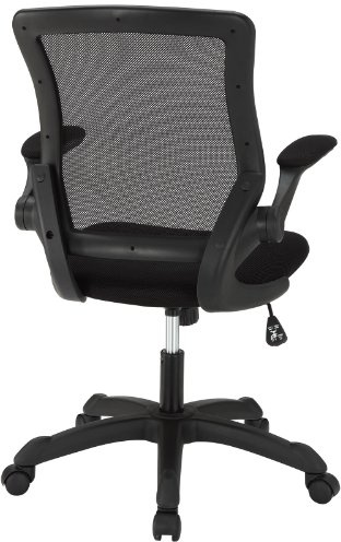 Modway Veer Office Chair with Mesh Back and Vinyl Seat With Flip-Up Arms in Black