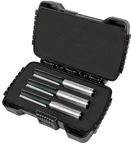 Trend Professional Worktop Router Cutter Set, 1/2 Inch Shank, 12.7mm Cut Diameter & 50mm Cut Length, Tungsten Carbide Tipped, 3 Pack in Case, KFP/1, Black