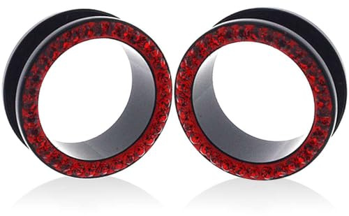 MoDTanOiz 9/16 inch Gauge Gauges 14mm Ear Plugs Plug Weight Flesh Tunnels Tunnel Streching Ears Double Single Flare Steel Stone Wood Earrings Silicone Men Women Black 9/16 14mm