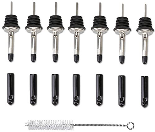 LEGERM 7+7 Vertedor de Acero Inoxidable para Botellas con Tapón, de boquilla de vertido de licor, Adapta a Cualquier Botella