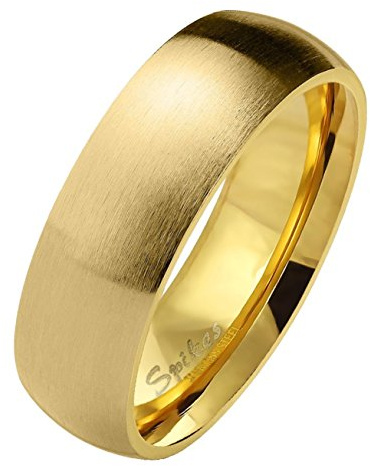 Paula & Fritz® matt poliert 6mm breit Edelstahlring Damen-Ring Verlobungs-Ring Freundschaftsring Herrenring Partnerring blau Gold schwarz roségold Silber verfügbare Ringgrößen 47 (15) – 69 (22)