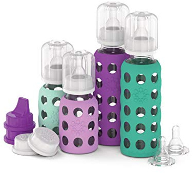 Lifefactory Starter-Set für 4 Flaschen, Minze/Lavendel/Grünkohl/Traube/Weiß