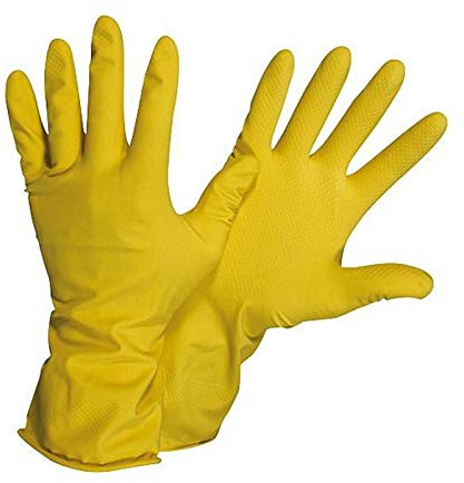 Nitras 3220 Haushaltshandschuhe XL | Naturlatex | Gr. 10 | 12 Paar | Velourisierte Schutzhandschuhe | Durchgeraute Innenhand für sicheren Griff | Lebensmittelindustrie & Reinigung