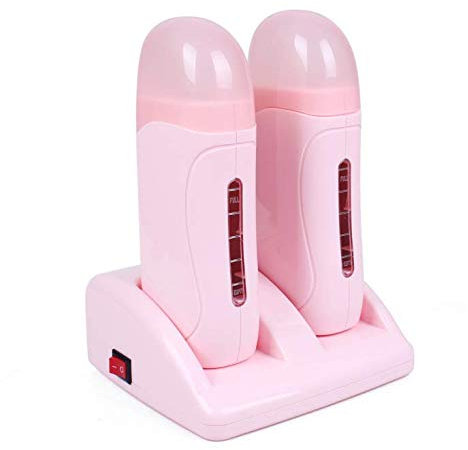 LOVE CRAZY Doble Calentador de Cera Tibia Roll-on, Kit de 2 Huecos Depilación Estética Fundidor