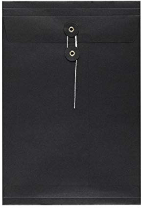 Natürlich verpacken Umschlag C4, 324 x 229 mm + 25 mm Falte, Schwarz, Bindfadenverschluss, Kraftpapier, Versandtasche - 10 Stück/Pack
