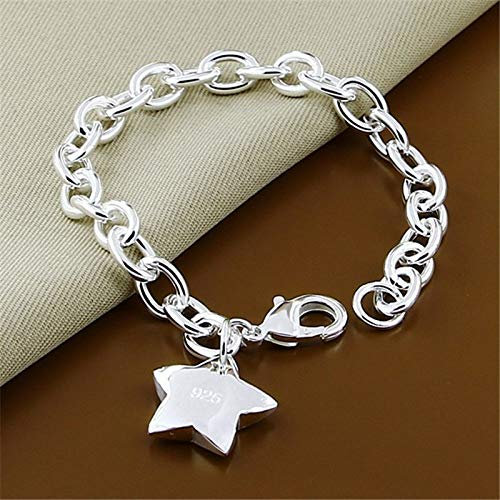 Fashionapple Armbänder Für Damen,Vintage Massives Armband Handgefertigt Poliert Stern Anhänger Armreif Verstellbar Glänzend Mode Damen Schmuck Geschenk