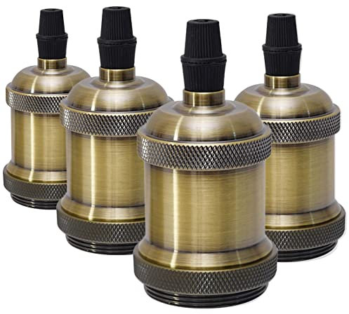 Sevenpers Portalámparas Vintage E27, 4 piezas Casquillos para Bombillas Adaptadores de Portalámparas Cerámica Edison retro lámpara, para Hogares Oficinas Bares Restaurantes （Bronce）