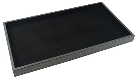 Präsentations-Tablett aus Kunstleder, 2,5 cm tief, mit Perlenring, Manschettenknöpfen, Ohrringen, Edelsteinen, Halsketten, Brillen, Juweliere, Präsentationseinsatz (Tablett mit schwarzem Einsatz)
