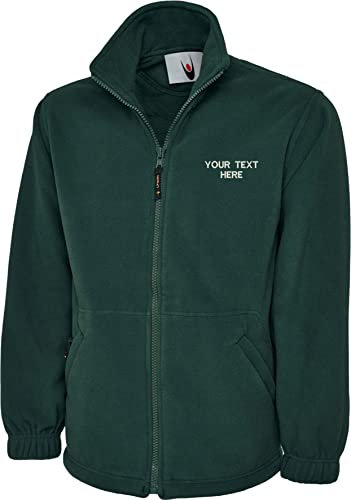 Personalised Embroidered Your Text UC640 Fleece Jacket, Classic Full Zip Micro Fleece Jacket XS to 4XL (S, Bottle Green)
