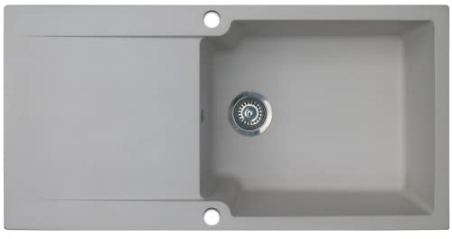 Essebagno 9014397 Fregadero reversible liso 1 lavabo grande 1 escurridor de resina gris