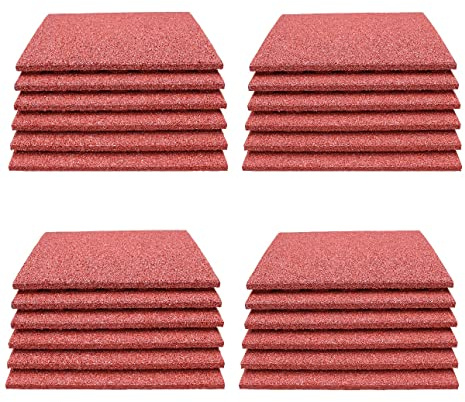 LANDGRID 24x Fallschutzmatten 50x50x4cm Rot Gummimatten Pool Schaukel Spielplatzplatten Garten