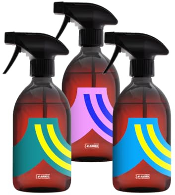 NAIKED Sprühflaschen 3er Set – Nachhaltige Reinigungsflaschen aus 100% Recycling-PET – Wiederverwendbar & recyclingfähig – 500 ml – Mit Sprüh- & Strahl-Funktion – Hochwertiges Design