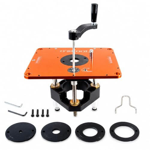 O'SKOOL Router Lift Systems for 3-1/2 Diameter Motors, 9-1/4'' x 11-3/4'' Plate 5-Piece Insert Ring Kit, RTS05