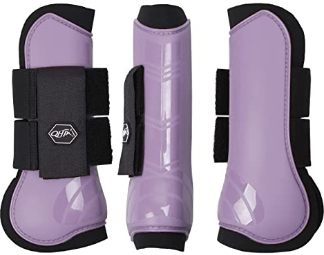 QHP Hartschalen-Gamaschen vorne innen Neopren Klettverschluss (Shetty, Lavender)