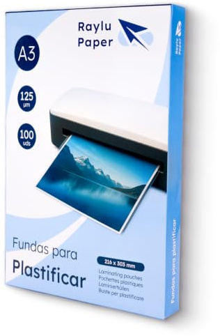Raylu Paper® - Packung mit 100 Stück, transparent, Hochglanz-Finish, Weichmacher-Thermofolien, Laminierschutzhüllen, Kunststofffolien