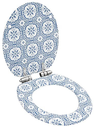 Toilettensitz mit Soft-Close-Deckel MDF Porzellan-Design, ZEYUAN Klodeckel, Toilettendeckel, Wc Sitz, Klobrille, Wc Deckel, Toilettenbrille,