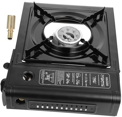 VANZACK Kassettenherd Tragbarer Gasherd Outdoor Kochgeschirr Aluminiumlegierung Feuerschutz Camping Für Wandern Mit Aufbewahrungskoffer