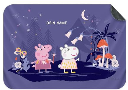 PICANOVA – Peppa Wutz Kuscheldecke mit Name – Personalisierte Fleece Kuscheldecke für Kinder – Premiumqualität Fleecedecke Kinder – Magical Land – 150x100cm