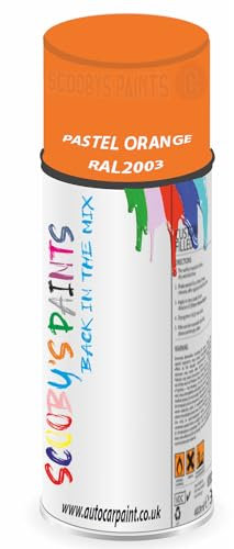 SCOOBYS PAINTS BACK IN THE MIX RAL2003 Pastel orange 400ML Aerosol Spray Paint RAL Colour Can Gloss Shinny Finish DIY Indoor/Outdoor Wood Plastic Metal Heat Resistant Steel