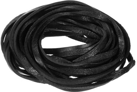 QUARKZMAN 5,5 Yard Lederschnur 5 Meter 4mm Flaches Lederband, Lederstreifen 2mm Dicke Lederriemen Lederbänder für DIY Handwerk Herstellung Armbänder Schnürsenkel Geldbörsenriemen (Schwarz)