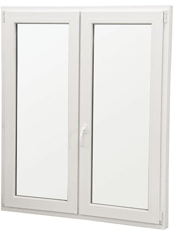 Finestra Due Ante in PVC Bianco 120x130 cm Design Moderno con Doppio Vetro Camera da 24mm Infissi in PVC 5 Camere e Vetri Antinfortunistici F120x130