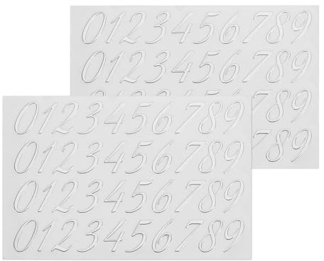 QUARKZMAN 2 Blätter Nummern Aufkleber, 3D Selbstklebende Groß Klebebuchstaben Sticker für Postfach,Schilder,Adressnummer,DIY Scrapbooking,Dekoration,Silber