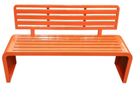 Gartenbank Wetterfest Sale, Gartenbank Metall Wetterfest für Garten, Vorgarten Stadt Dorf Gemeinde mit Rückenlehne & Armlehne, Eisenbank für 3 Sitzer (Color : Orange, Size : 150cm)