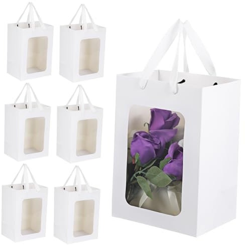 GLEAVI 20stücke Transparente Geschenktüten Mit Klarsichtfenster Stabile Papiertragetaschen Praktische Mitgebsel Bouquet-taschen Für Geburtstage Partys Geschenkverpackung