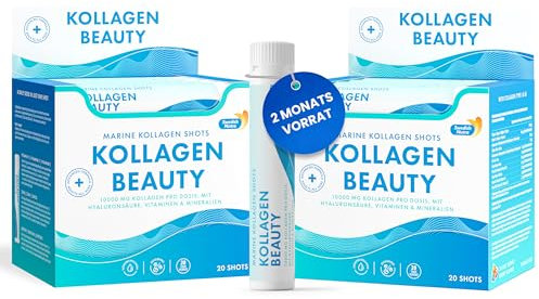 Swedish Nutra Collagen Beauty 20 Shots x 2 I rein hydrolysierte marinen Kollagen (Typ I & III) I Gesunde Haut, Haare und Nägel I Zuckerfrei - 40 -Tage -Versorgung
