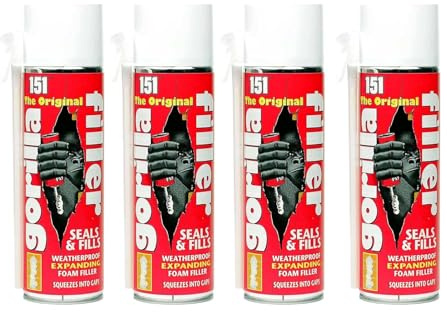 YSAMAX Gorilla Filler Weatherproof Expanding Foam Filler, Securely Seals & Fills, Squeezes Into Gaps, Suitable for Filling, Sealing Gaps & Cavities, Keeps Dust and Pests Aways, 500ML (4 PCS)