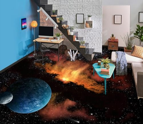 Benutzerdefinierte Boden Wasserdichte Stereo-Aufkleber 3D Blauer Planet, 430 * 300cm 3D-Bodenfliesen Aufkleber Bodenbelag Tapete Wandbild PVC Wasserdicht selbstklebende Tapete Wohnkultur