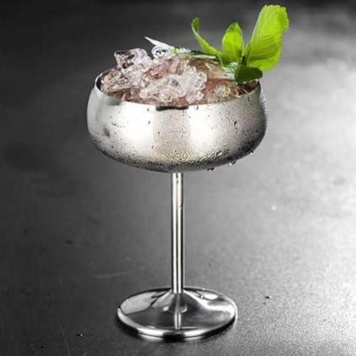 copa del santo cáliz, copa del santo cáliz, Exquisita copa, plato de boca ancha de acero inoxidable, copa de cóctel, copa de cóctel de metal creativa, copa de champán en bar restaurante(Silver)