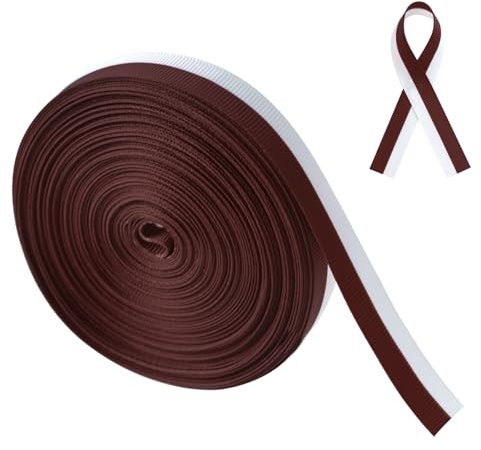 WANDIC 20 meter vinröd & vitt grosgrainband, huvud och nackcancer medvetenhet grosgrain väv för presentförpackning brosch armband tillverkning