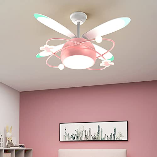 Lámpara Colgante Lámpara moderna para ventilador de techo LED para habitación infantil, iluminación de araña creativa de dibujos animados, dormitorio con ventilador eléctrico, lámpara todo en uno par