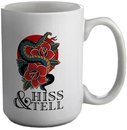 Shopagift Funny Snake Mug Hiss and Tell White 15oz Large Ceramic Cup