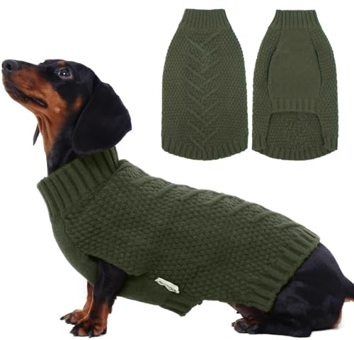 IECOii Jumper Für Hunde,Warm Fleece-Hundepullover Für Mittelgroße Hunde,HundPullover Fleece,Winter Hundemantel,Kleine Mittlere Hund Pullover Für Weihnachts Outfits,Dachshund Pullover,Grün,M