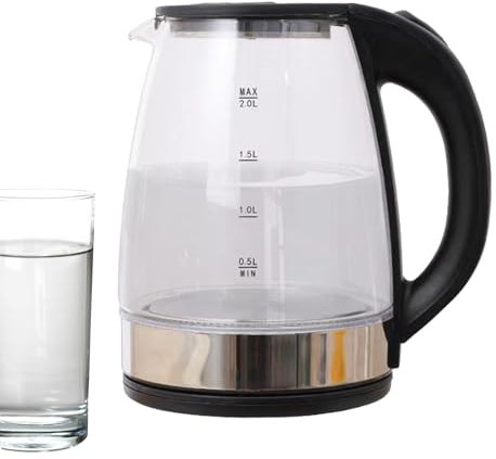 Bouilloire électrique en verre sans fil, chaudière à eau chaude | Bouilloire en verre de 2 L - Bouilloires électriques avec arrêt automatique, sans danger pour le thé et le café