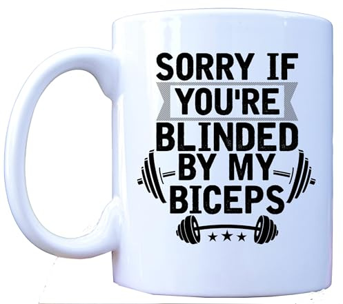 MILLHOUSE PRINTS Sorry If You're Blinded by My Biceps Mug - Funny Gym Gift - Workout Motivation Coffee Cup - Fitness Humor 11oz Ceramic Mug