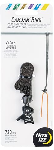 Nite Ize CamJam Ringschnurspanner und 30,5 cm Gurtbandschlinge – mit ausziehbarem Schloss und Schnellspannhebel