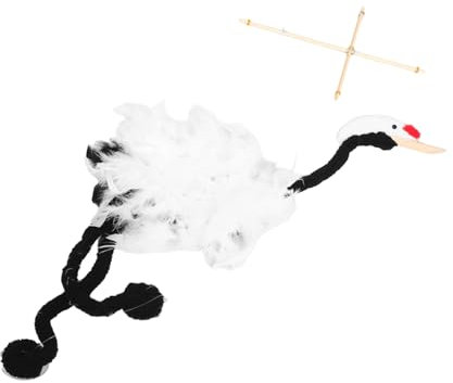 HEMOTON Holzkranich Marionette mit Zugschnur Handgefertigte Vogel Puppe für Kinder Interaktives Puppenspielzeug zum Kreativen Lernen und Spielen