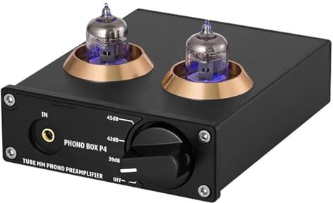 Mini Preamplificador Hi-Fi, Preamplificador De Fono con Tubo De Vacío, Tubos Reemplazables/Entrada Auxiliar De 3,5 Mm/Interruptor Entre 3 Modos: 39, 42 O 45 DB, para Tocadiscos