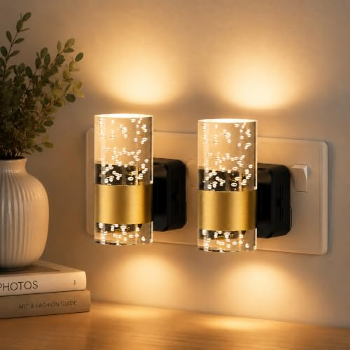 JandCase Plug in Night Light: 2 Pack Acrylic Night Light, Dusk to Dawn Sensor