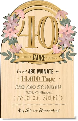 Rubinhochzeit Karte 40. Jahre - Rubinhochzeit Holzkarte - Hochzeitskarte - Karte Rubinhochzeit, Rubinhochzeit Deko, Rubinhochzeit Geschenke, 40. Hochzeitstag, Deko Rubinhochzeit