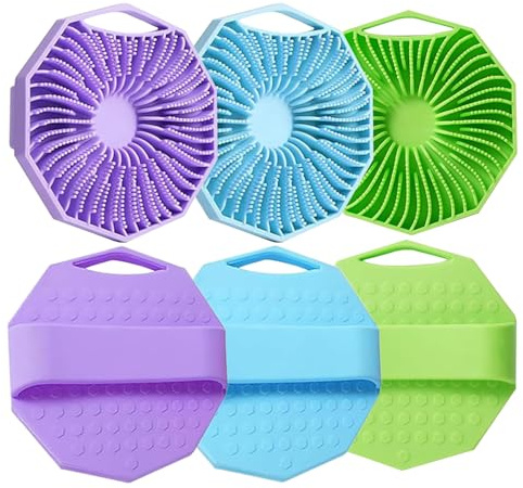 Silicone Body Scrubber, 3 Pack Shower Scrubbers for Men Women, Soft Antimicrobial Silicone Exfoliating Scrubber with Hook, Handheld Shower Body Brush with Skin Cleansing Massager for All Skin Type