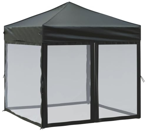 Tonnelle de Jardin Pliable, Tente de Réception Pavillon Barnum de Jardin avec parois Noir 2x2 m