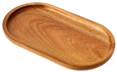 XLIUAX Small Acacia Wooden Serving Tray, Oval Natural Wood Serving Board Charcuterie Plate Bathroom Counter Tray for Party Dinner Wedding Food Fruit Snacks Appetizers, 7.48×4.13Inch