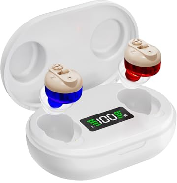 OTC Hearing Aids for Seniors - Rechargeable Invisible Hearing Aids with AI Noise Cancellation, 100+ Hours Battery Life, Comfort Fit Ear Canal Design