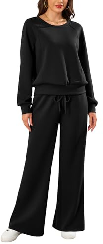 SHEKINI Two Piece Outfit Women Trousers and Top Matching Tracksuit Long Sleeve Comfort Ladies Lounge Wear Sets Crewneck Sweatshirt 2025
