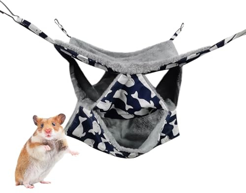 Hamsterhängmatta | Varm tvättbar gunga med krokar, smådjur illersäng chinchilla hängmatta – för chinchilla ekorre kanin papegoja gerbil socker glidare sovande lek lägenhet inomhus