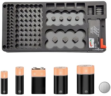 Battery Storage Organizer - 116-Grid High Capacity Box for D, C, AA, AAA, 9V Cells, Large Capacity Battery Storage for Electrical, Outdoor, Workplace, Desktop, and Industrial Use